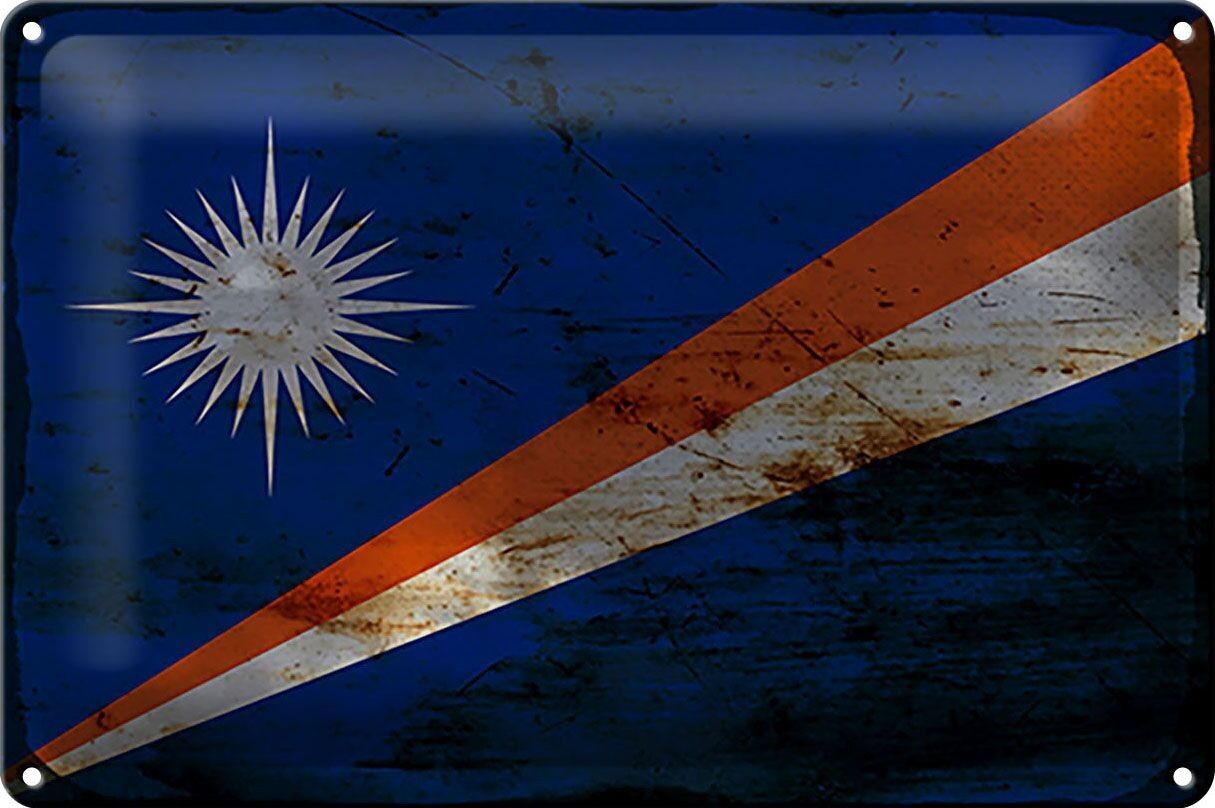 Cartel de chapa Bandera de las Islas Marshall 30x20cm Bandera Óxido