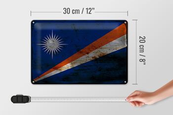 Panneau en étain drapeau des îles Marshall, 30x20cm, drapeau rouille 4