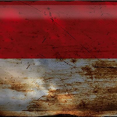 Metal sign flag Monaco 30x20cm Flag of Monaco Rust