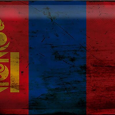 Blechschild Flagge Mongolei 30x20cm Flag of Mongolia Rost