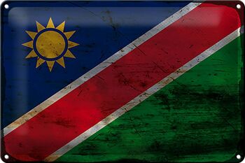 Panneau en étain drapeau Namibie 30x20cm, drapeau de la Namibie rouille 1