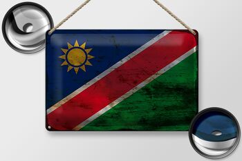 Panneau en étain drapeau Namibie 30x20cm, drapeau de la Namibie rouille 2