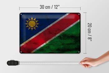 Panneau en étain drapeau Namibie 30x20cm, drapeau de la Namibie rouille 4