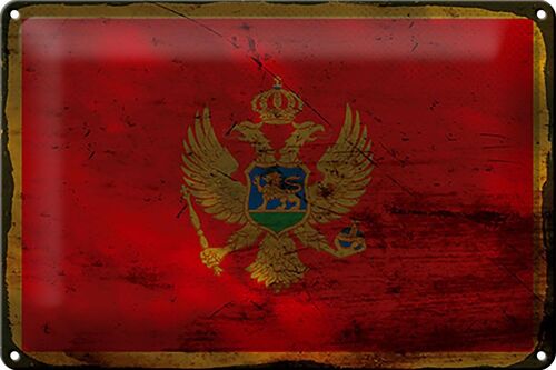 Blechschild Flagge Montenegro 30x20cm Flag Montenegro Rost