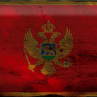 Blechschild Flagge Montenegro 30x20cm Flag Montenegro Rost