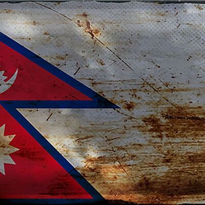 Targa in metallo Bandiera Nepal 30x20 cm Bandiera del Nepal Ruggine