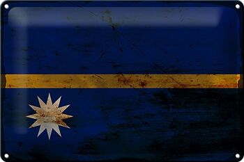 Panneau en étain drapeau Nauru 30x20cm, drapeau de Nauru rouille 1