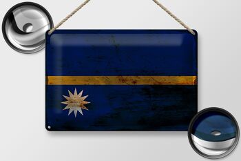 Panneau en étain drapeau Nauru 30x20cm, drapeau de Nauru rouille 2