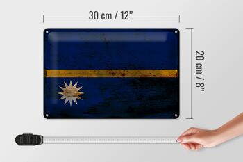 Panneau en étain drapeau Nauru 30x20cm, drapeau de Nauru rouille 4