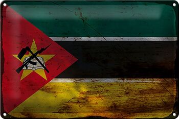 Signe en étain drapeau Mozambique 30x20cm drapeau Mozambique rouille 1
