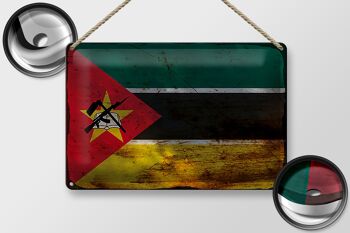 Signe en étain drapeau Mozambique 30x20cm drapeau Mozambique rouille 2