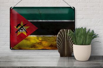 Signe en étain drapeau Mozambique 30x20cm drapeau Mozambique rouille 3