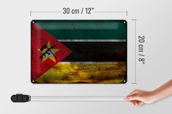 Signe en étain drapeau Mozambique 30x20cm drapeau Mozambique rouille 4