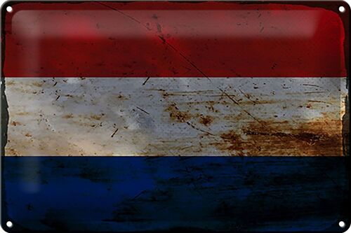 Blechschild Flagge Niederlande 30x20cm Netherlands Rost