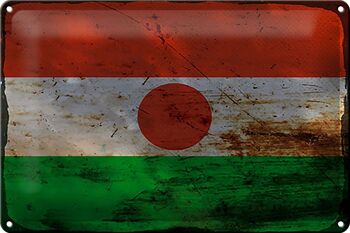Panneau en étain drapeau du Niger 30x20cm, drapeau du Niger rouille 1
