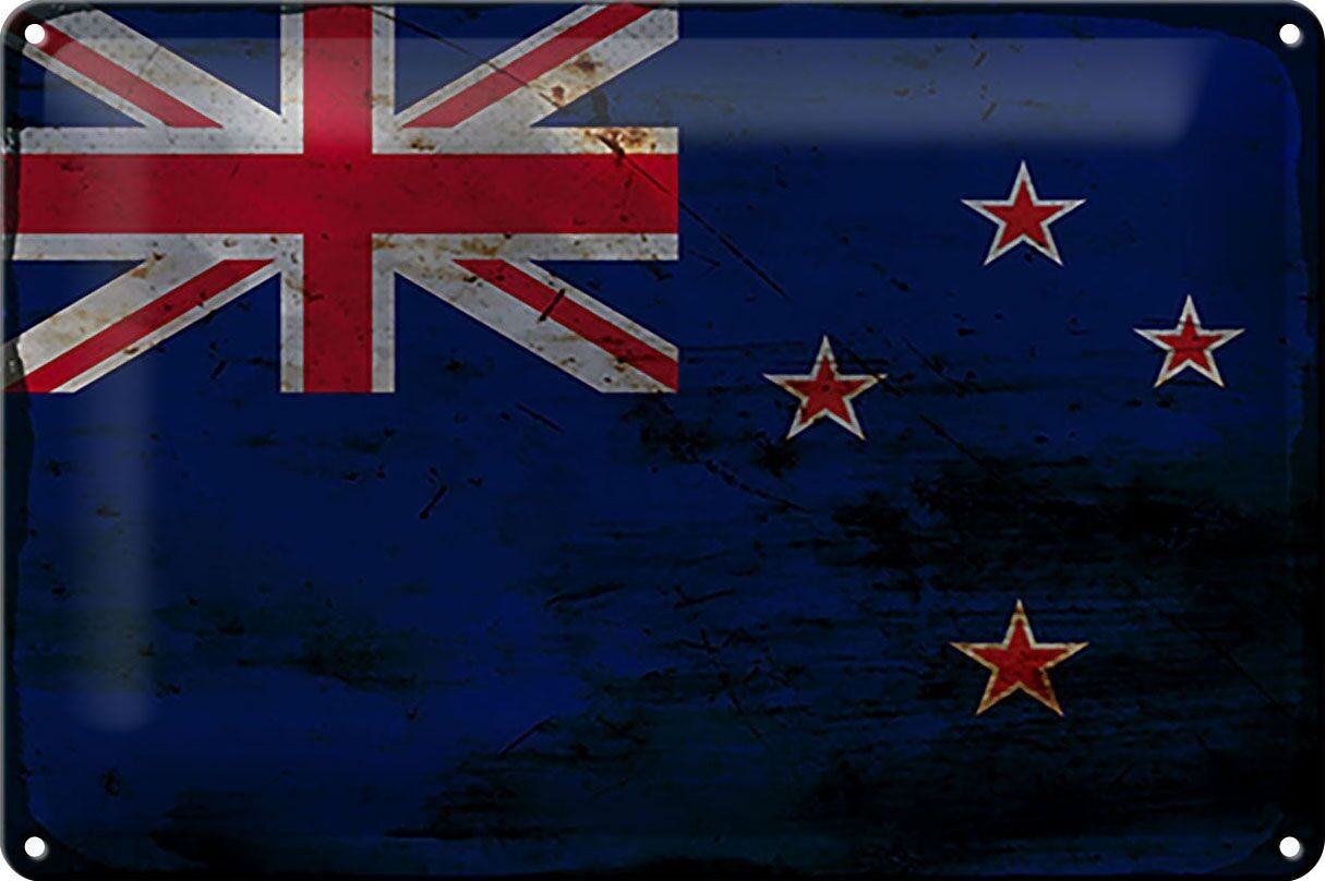 Metal sign flag New Zealand 30x20cm New Zealand rust