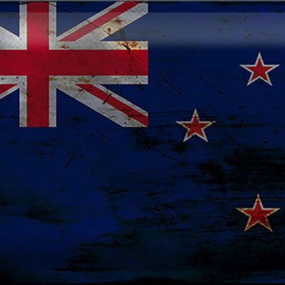 Targa in metallo Bandiera Nuova Zelanda 30x20 cm Nuova Zelanda Ruggine