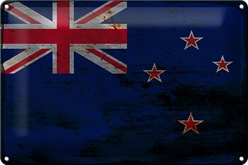 Signe en étain drapeau de nouvelle-zélande, 30x20cm, rouille de nouvelle-zélande 1