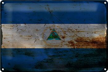 Signe en étain drapeau Nicaragua 30x20cm drapeau Nicaragua rouille 1