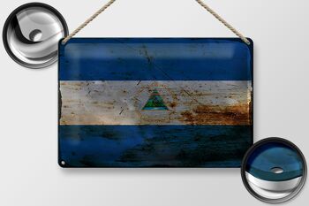 Signe en étain drapeau Nicaragua 30x20cm drapeau Nicaragua rouille 2