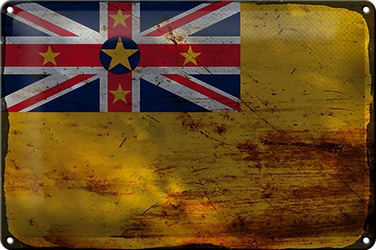 Tin sign flag Niue 30x20cm Flag of Niue rust