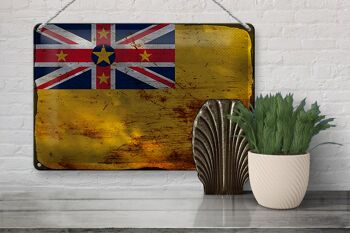 Signe en étain drapeau Niue 30x20cm drapeau de Niue rouille 3
