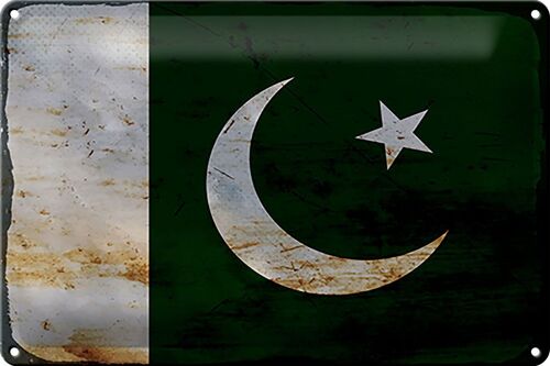 Blechschild Flagge Pakistan 30x20cm Flag of Pakistan Rost