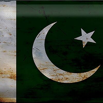 Cartel de chapa Bandera de Pakistán, 30x20cm, Bandera de Pakistán, óxido