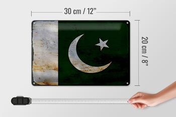 Signe en étain drapeau Pakistan 30x20cm drapeau du Pakistan rouille 4