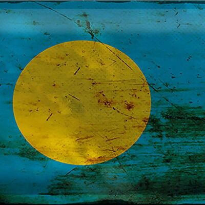 Targa in metallo Bandiera Palau 30x20 cm Bandiera di Palau Ruggine