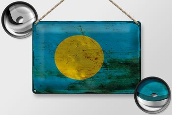 Panneau en étain drapeau des Palaos, 30x20cm, drapeau des Palaos rouille 2