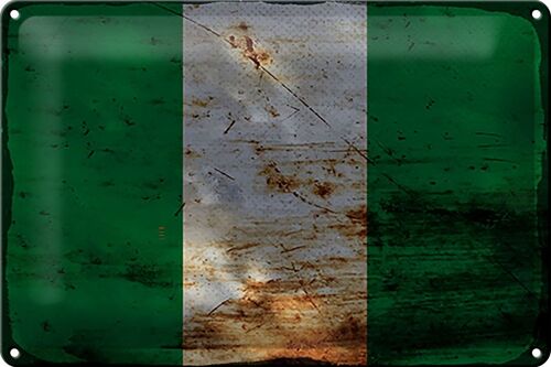 Blechschild Flagge Nigeria 30x20cm Flag of Nigeria Rost
