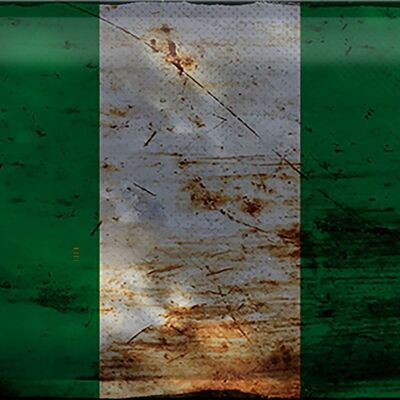 Cartel de hojalata Bandera de Nigeria, 30x20cm, bandera de Nigeria, óxido