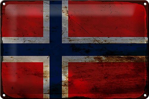Blechschild Flagge Norwegen 30x20cm Flag Norway Rost