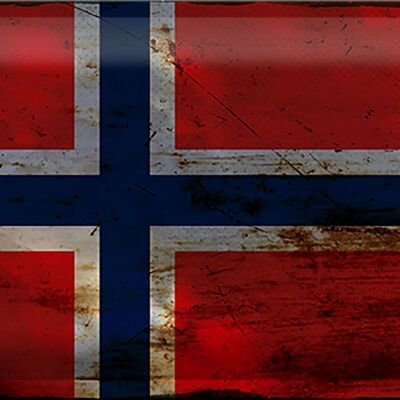 Cartel de chapa Bandera de Noruega 30x20cm Bandera de Noruega Óxido