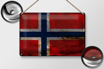Signe en étain drapeau Norvège 30x20cm drapeau Norvège rouille 2