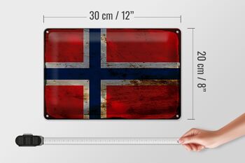 Signe en étain drapeau Norvège 30x20cm drapeau Norvège rouille 4