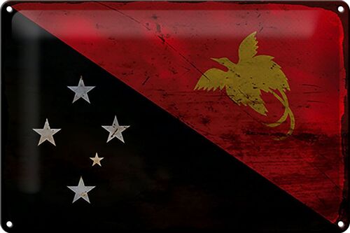 Blechschild Flagge Papua-Neuguinea 30x20cm New Guinea Rost