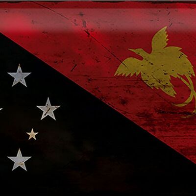 Blechschild Flagge Papua-Neuguinea 30x20cm New Guinea Rost