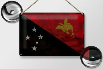Signe en étain drapeau Papouasie-Nouvelle-Guinée 30x20cm Nouvelle-Guinée Rouille 2
