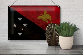 Signe en étain drapeau Papouasie-Nouvelle-Guinée 30x20cm Nouvelle-Guinée Rouille 3