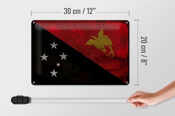 Signe en étain drapeau Papouasie-Nouvelle-Guinée 30x20cm Nouvelle-Guinée Rouille 4