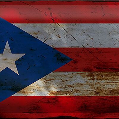 Targa in metallo bandiera Porto Rico 30x20 cm Porto Rico ruggine