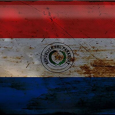 Blechschild Flagge Paraguay 30x20cm Flag of Paraguay Rost