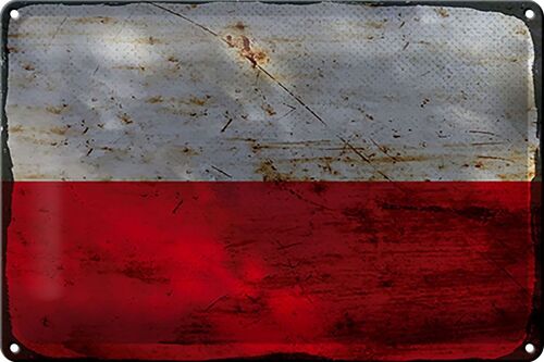 Blechschild Flagge Polen 30x20cm Flag of Poland Rost