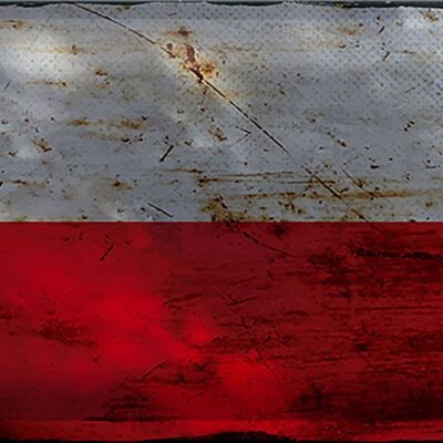 Targa in metallo Bandiera Polonia 30x20 cm Bandiera della Polonia Ruggine
