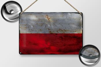 Signe en étain drapeau Pologne 30x20cm drapeau de Pologne rouille 2