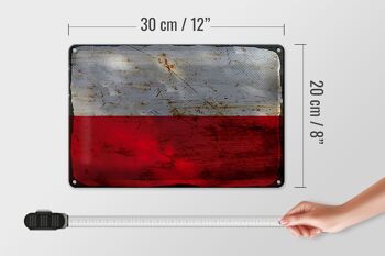 Signe en étain drapeau Pologne 30x20cm drapeau de Pologne rouille 4