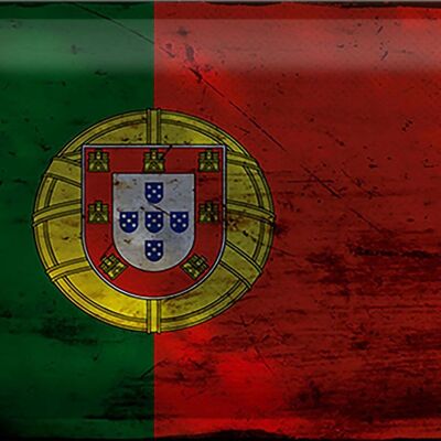 Targa in metallo Bandiera Portogallo 30x20 cm Bandiera del Portogallo Ruggine