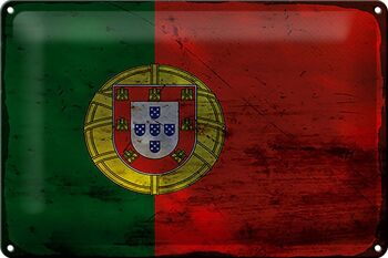 Signe en étain drapeau Portugal 30x20cm drapeau du Portugal rouille 1